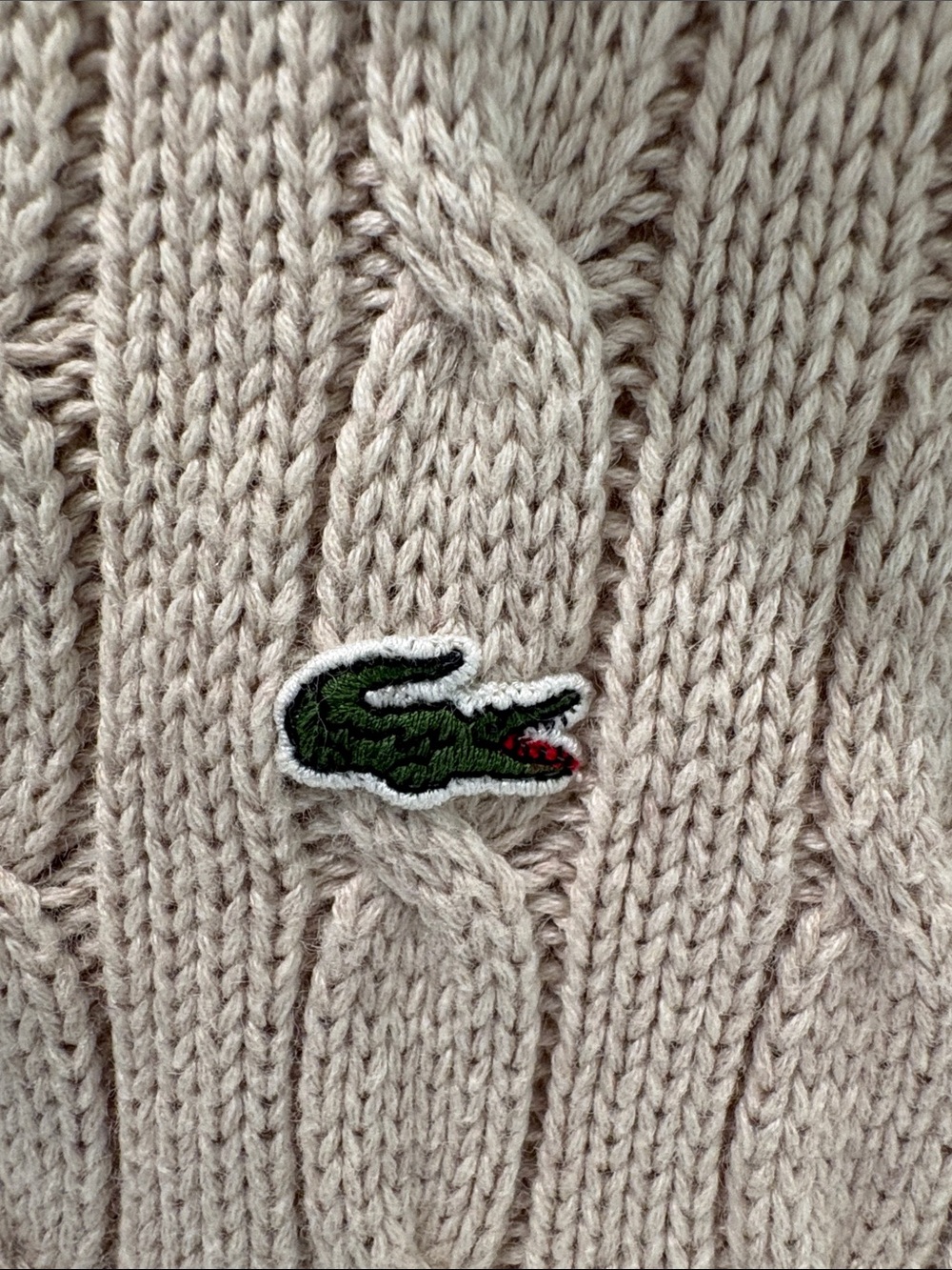 Lacoste Beige Cable-Knit Button Cardigan - Picture 3 of 7